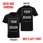 Custom Tshirt Front Back Print Men Black - Otaku Gift Store