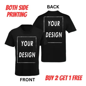 Custom Tshirt Front Back Print Men Black - Otaku Gift Store