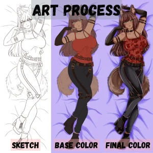 Dakimakura Commission Art Process - Otaku Gift Store